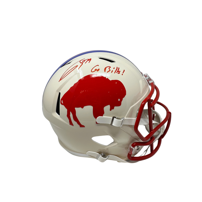 Spencer Brown Signed Buffalo Bills Full Size Retro Speed Replica Helmet with "Go Bills"