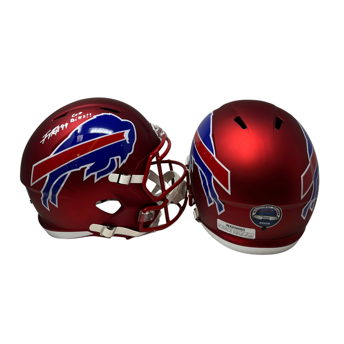 TJ Parker Signed TSE Exclusive Riddell Inaugural Buffalo Bills Full Size Red Speed Replica Helmet with "Go Bills"