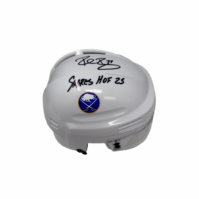 Rob Ray Signed Buffalo Sabres White Mini Helmet with "Sabres HOF 25"