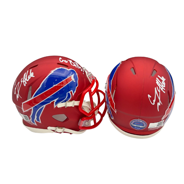 Connor McGovern Signed TSE Exclusive Riddell Inaugural Buffalo Bills Red Speed Mini Helmet with "Go Bills"