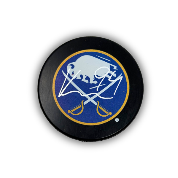 Konsta Helenius Signed Buffalo Sabres Large Logo Hockey Puck