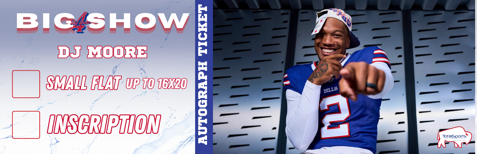 AUTOGRAPH TICKET: Get Your Flat (up to 16x20) or Mini Helmet Signed in Person by DJ Moore