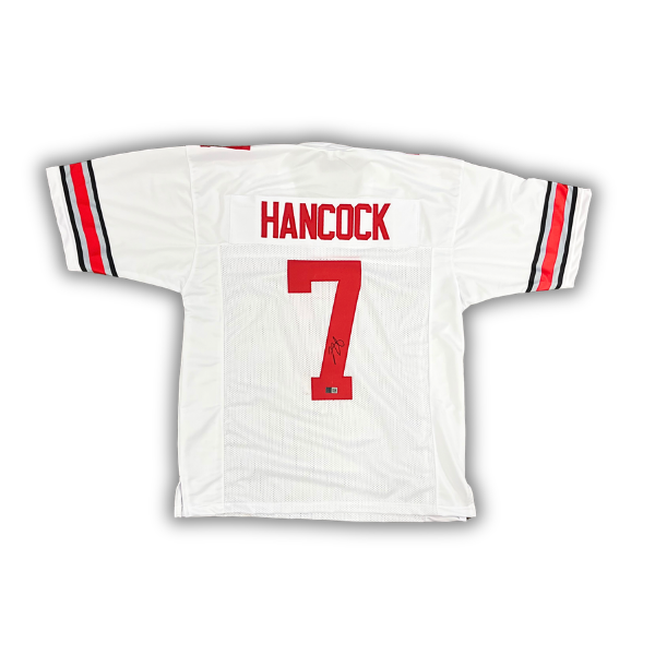 Jordan Hancock Signed Pro-Style White College Football Jersey