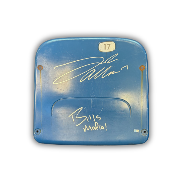 Josh Allen Autographed Authentic Highmark Stadium Blue Seatback with "Bills Mafia"