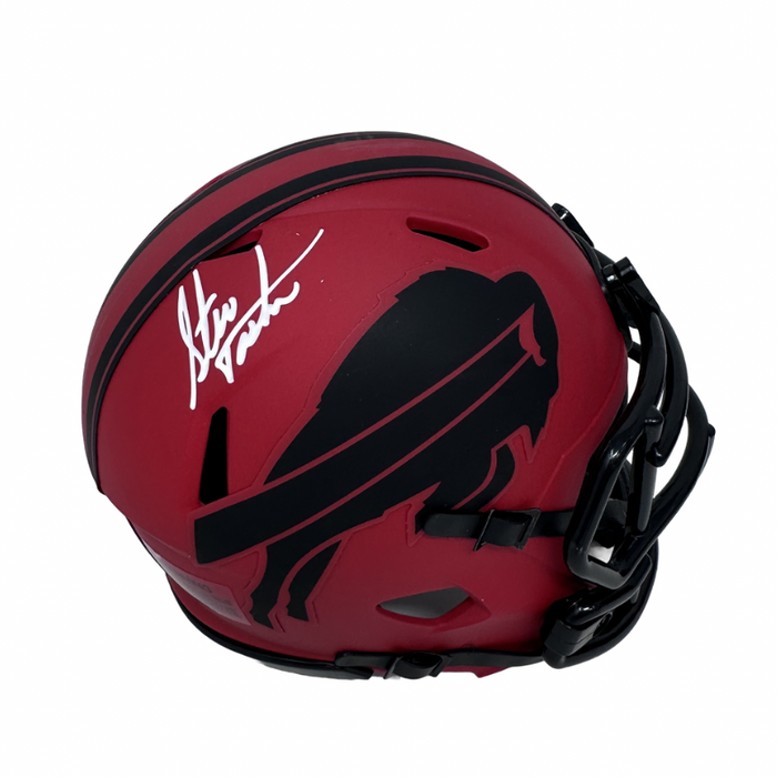 Steve Tasker Signed Buffalo Bills RAVE Speed Mini Helmet