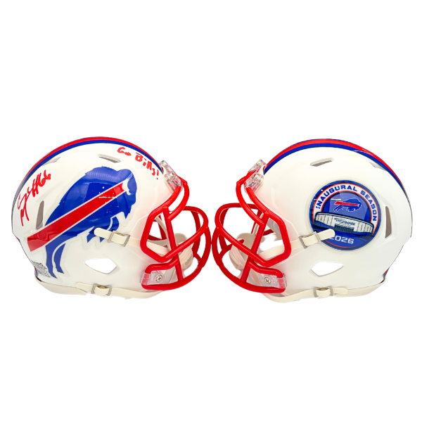 Connor McGovern Signed TSE Exclusive Riddell Inaugural Buffalo Bills White Speed Mini Helmet with "Go Bills"
