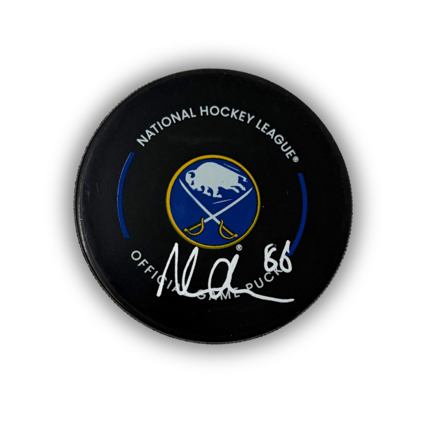 Noah Ostlund Signed Buffalo Sabres Official Game Model Hockey Puck