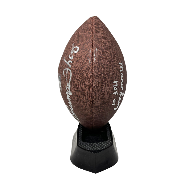 Marv Levy and Thurman Thomas Dual Signed Wrong Panel Wilson Replica Football