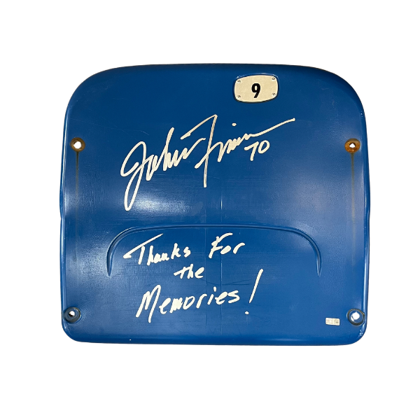 John Fina Autographed Authentic Highmark Stadium Blue Seatback with "Thanks for the Memories!"