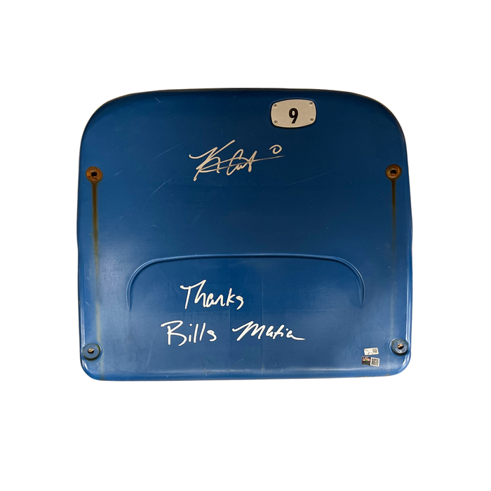 Keon Coleman Autographed Authentic Highmark Stadium Blue Seatback with "Thanks Bills Mafia"