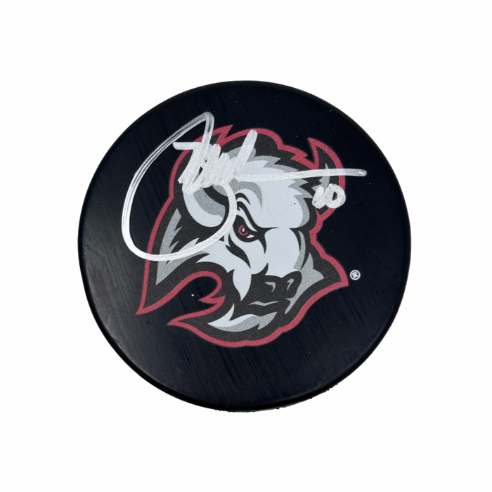 Brad May Signed Buffalo Sabres Large Goathead Logo Hockey Puck