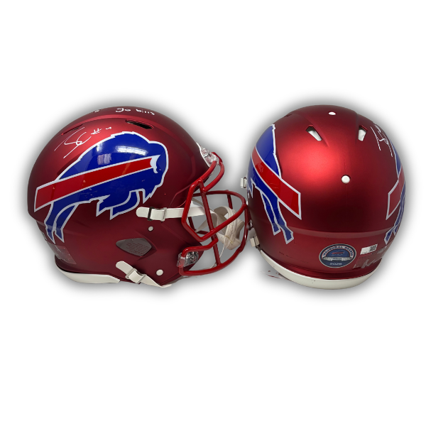 James Cook Signed TSE Exclusive Riddell Inaugural Buffalo Bills Full Size Red Speed Authentic Helmet with "Go Bills"
