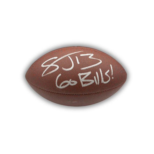 Stevie Johnson Signed Wilson Replica Football with "Go Bills"