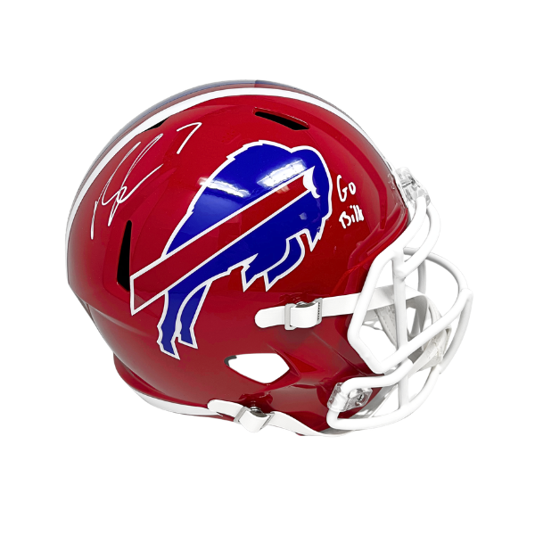 Ray Davis Signed Buffalo Bills Full Size Red Throwback Speed Replica Helmet with 'Go Bills"