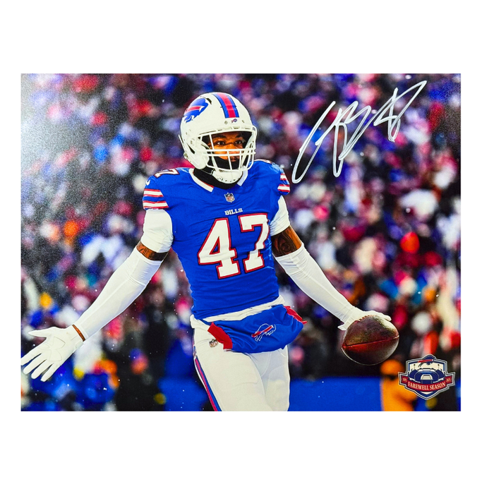 Christian Benford Signed Arms out Celebration vs Bengals Photo