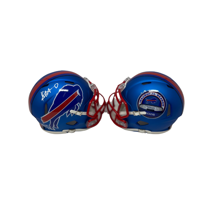 Keon Coleman Signed TSE Exclusive Riddell Inaugural Buffalo Bills Blue Speed Mini Helmet