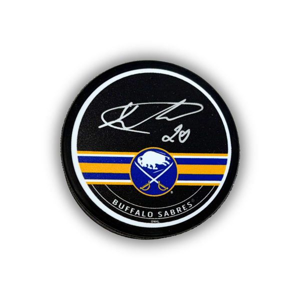 Jiří Kulich Signed Buffalo Sabres Blue and Gold Striped Hockey Puck