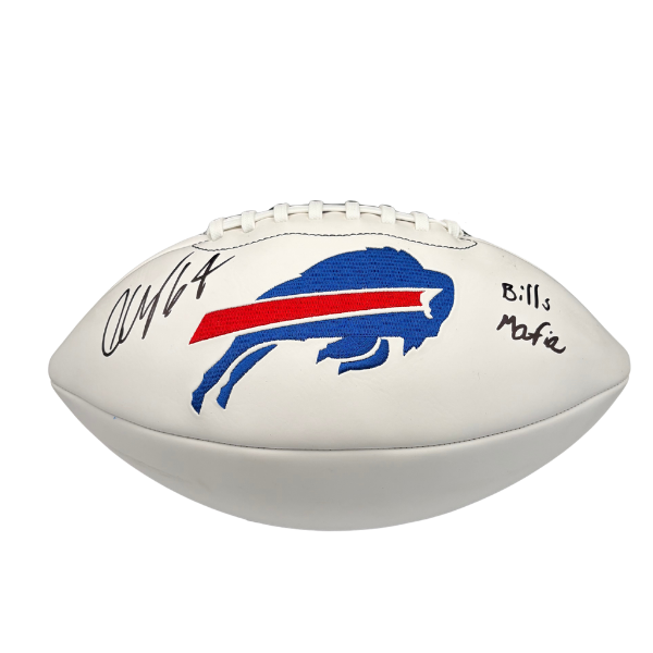O'Cyrus Torrence Signed Buffalo Bills White Logo Football with "Bills Mafia"