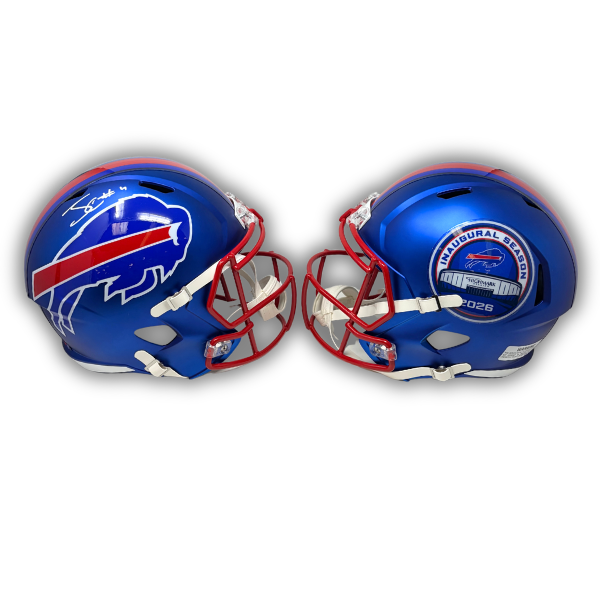 James Cook Signed TSE Exclusive Riddell Inaugural Buffalo Bills Full Size Blue Speed Replica Helmet