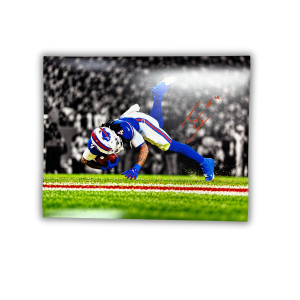 James Cook Signed Touchdown vs Lions Spotlight Photo