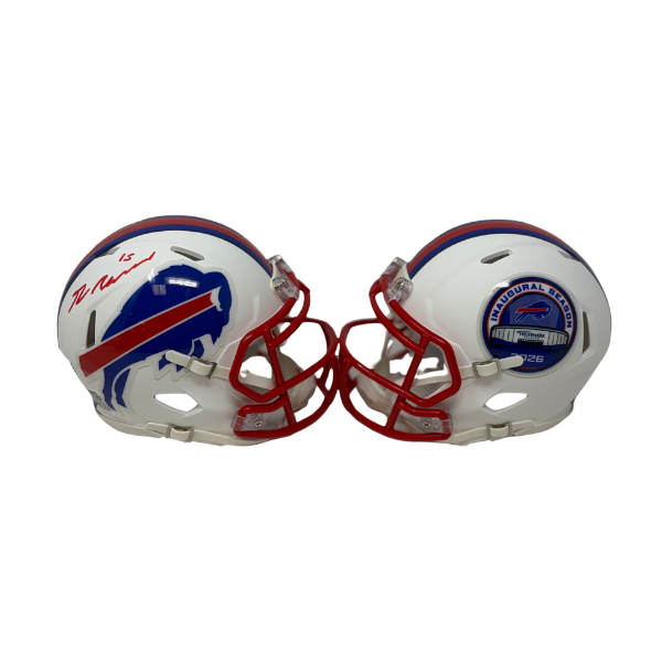 Greg Rousseau Signed TSE Exclusive Riddell Inaugural Buffalo Bills White Speed Mini Helmet