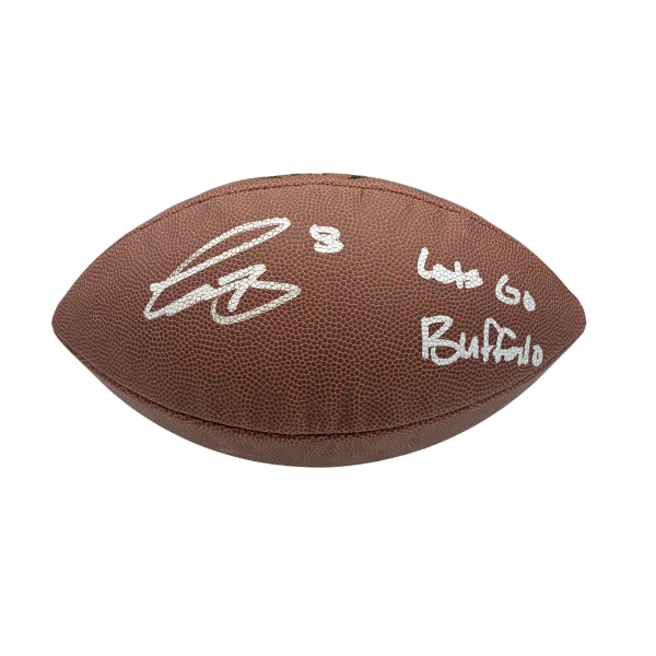 Terrel Bernard Signed Wilson Replica Football with "Let's Go Buffalo"