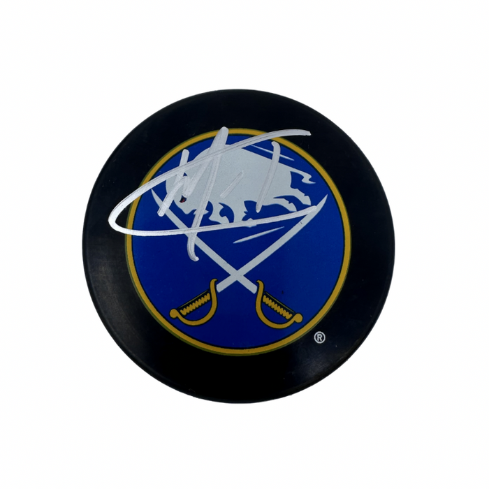 Martin Biron Signed Buffalo Sabres Large Logo Hockey Puck