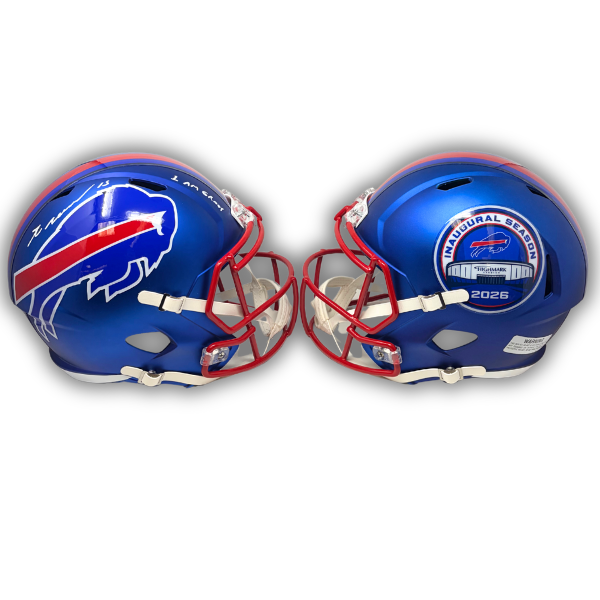 Greg Rousseau Signed TSE Exclusive Riddell Inaugural Buffalo Bills Full Size Blue Speed Replica Helmet with "I am Groot"