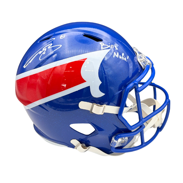 Terrel Bernard Signed Buffalo Bills Nickel City Alternate Speed Full Size Replica Helmet with "Bills Mafia"