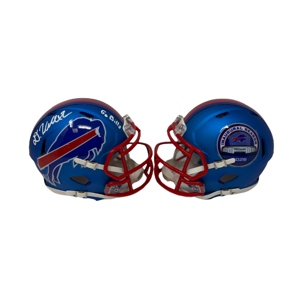 Dorian Williams Signed TSE Exclusive Riddell Inaugural Buffalo Bills Blue Speed Mini Helmet with "Go Bills"