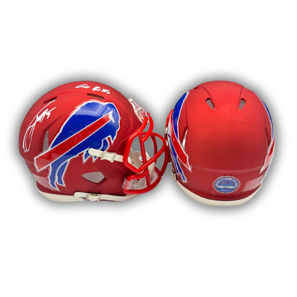 Joshua Palmer Signed TSE Exclusive Riddell Inaugural Buffalo Bills Red Speed Mini Helmet with "Go Bills"