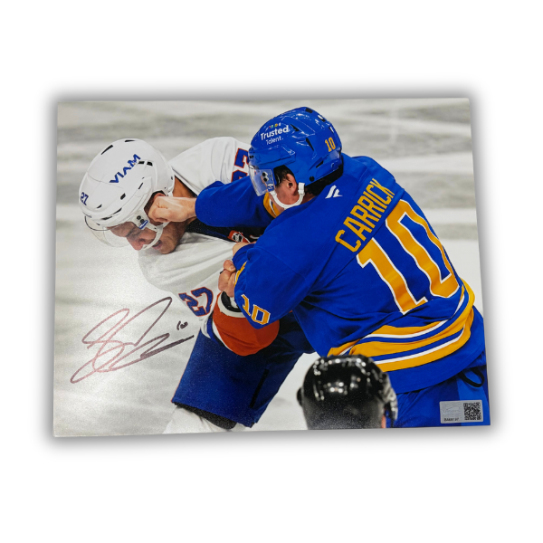 Sam Carrick Signed Landing a Right Hand Punch Spotlight Photo