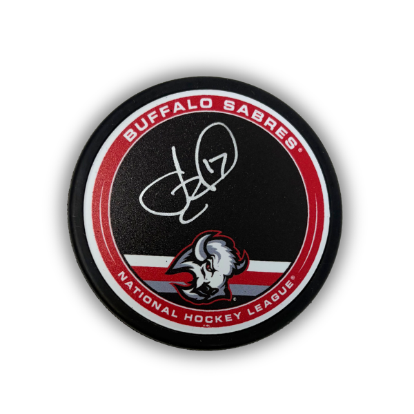 Jason Zucker Signed Buffalo Sabres Outer Ring Goathead Hockey Puck