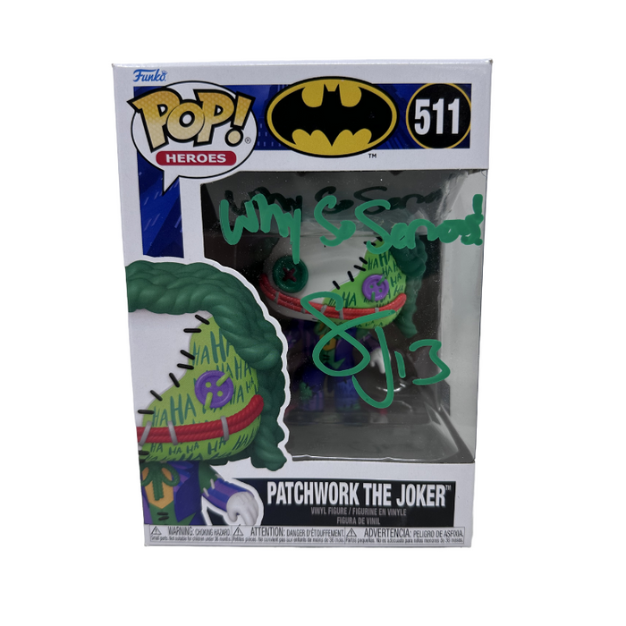 Stevie Johnson Signed Patchwork the Joker Funko Pop with Why So Serious