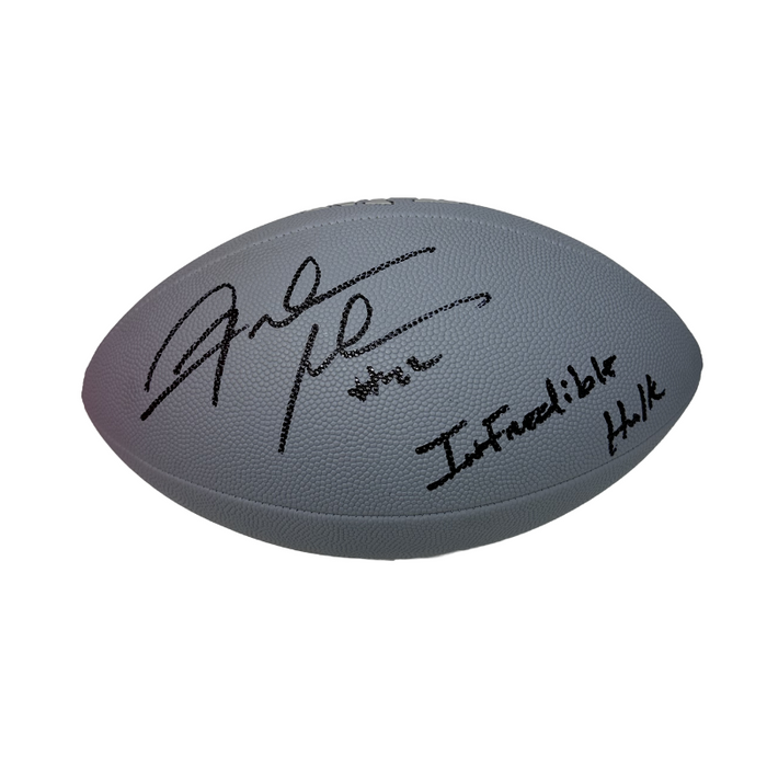 Fred Jackson Signed Grey Wilson Replica Football with Infredible Hulk