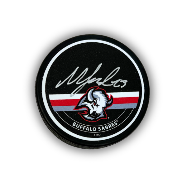 Mattias Samuelsson Signed Buffalo Sabres Autograph Goathead Hockey Puck