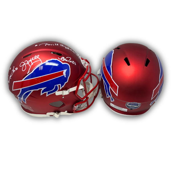 Triplets Signed TSE Exclusive Riddell Inaugural Buffalo Bills Full Size Red Speed Replica Helmet