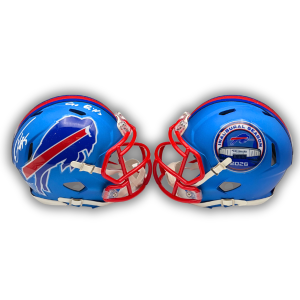 Joshua Palmer Signed TSE Exclusive Riddell Inaugural Buffalo Bills Blue Speed Mini Helmet with "Go Bills"