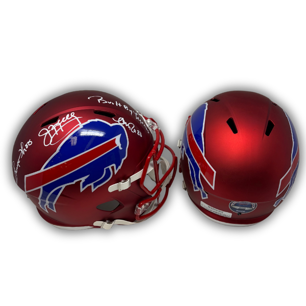 Triplets Signed TSE Exclusive Riddell Inaugural Buffalo Bills Full Size Red Speed Authentic Helmet