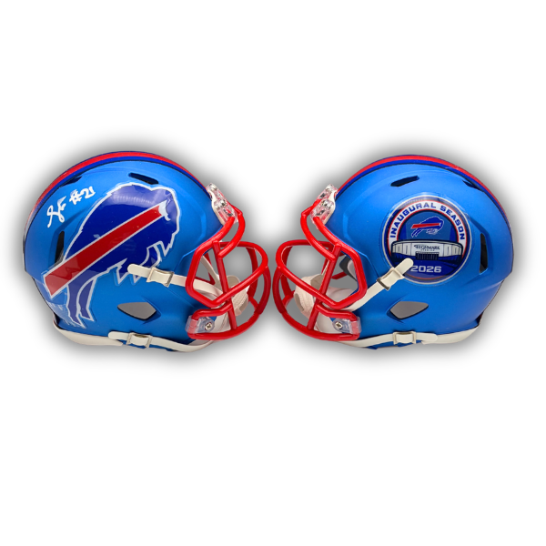 Davison Igbinosun Signed TSE Exclusive Riddell Inaugural Buffalo Bills Blue Speed Mini Helmet
