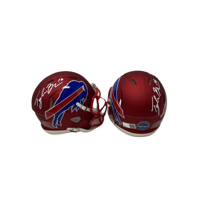 Tyler Bass Signed TSE Exclusive Riddell Inaugural Buffalo Bills Red Speed Mini Helmet