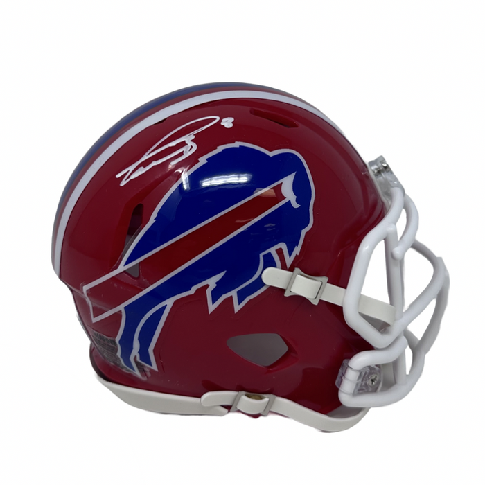 Terrel Bernard Signed Buffalo Bills Red Throwback Speed Mini Helmet