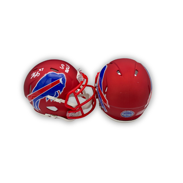 Jordan Hancock Signed TSE Exclusive Riddell Inaugural Buffalo Bills Red Speed Mini Helmet with "Go Bills"