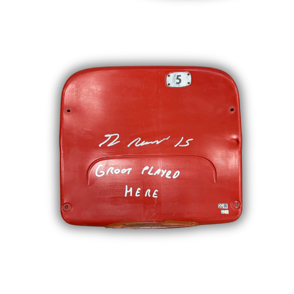Greg Rousseau Autographed Authentic Highmark Stadium Red Seatback with "Groot Played Here"
