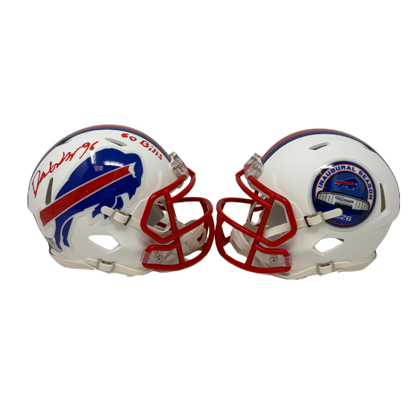Deone Walker Signed TSE Exclusive Riddell Inaugural Buffalo Bills White Speed Mini Helmet with "Go Bills"