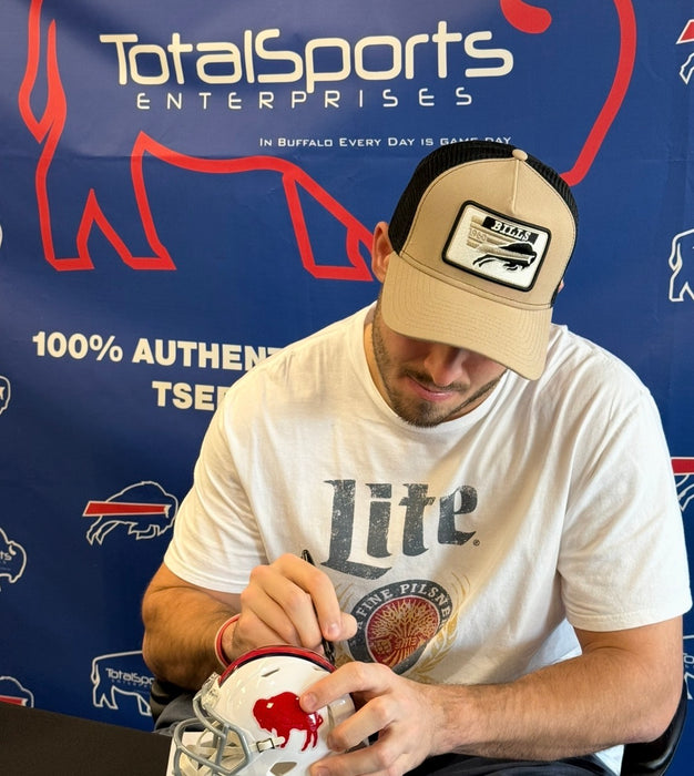 Dalton Kincaid Signed Buffalo Bills Standing Buffalo Speed Mini Helmet