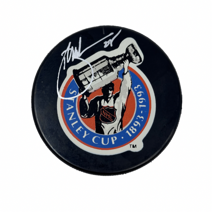 Brad May Signed 1893-1993 Stanley Cup Logo Hockey Puck