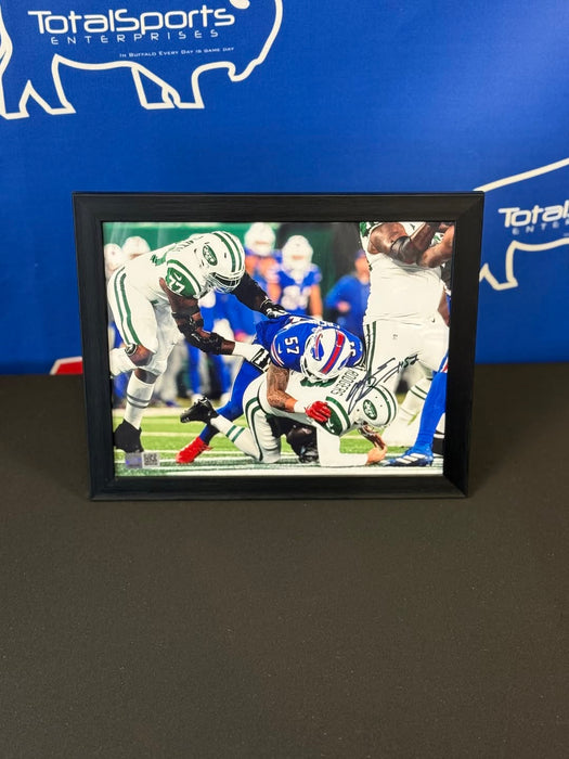 Facebook Auction: A.J Epenesa Signed Sacking Aaron Rodgers Photo 8x10 (Standard Frame)