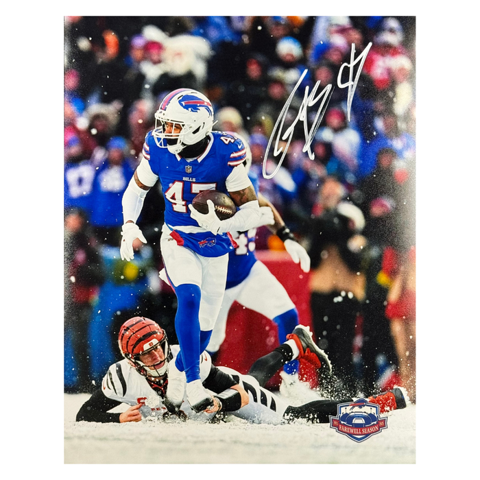 Christian Benford Signed Pick Six vs Bengals Photo