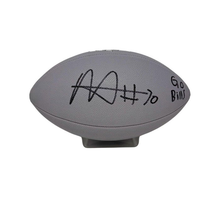 Alec Anderson Signed Grey Wilson Replica Football with Go Bills